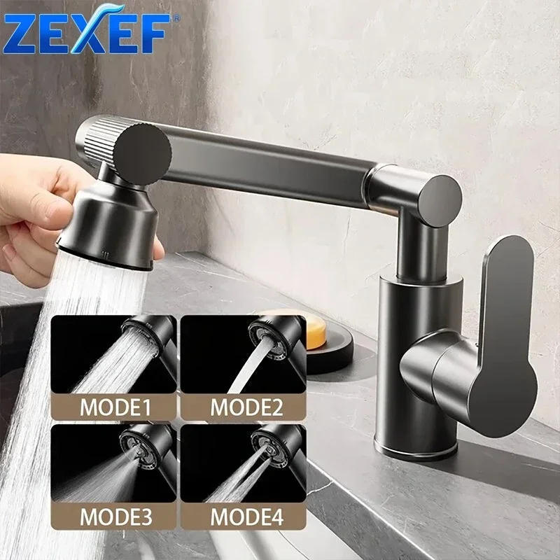 

ZEXEF1080 ° Смеситель для раковины в ванной комнате, кран для горячей и холодной воды, сплав, брызгозащищенный, одинарный смеситель для биде, вращающийся смеситель для ванной комнаты