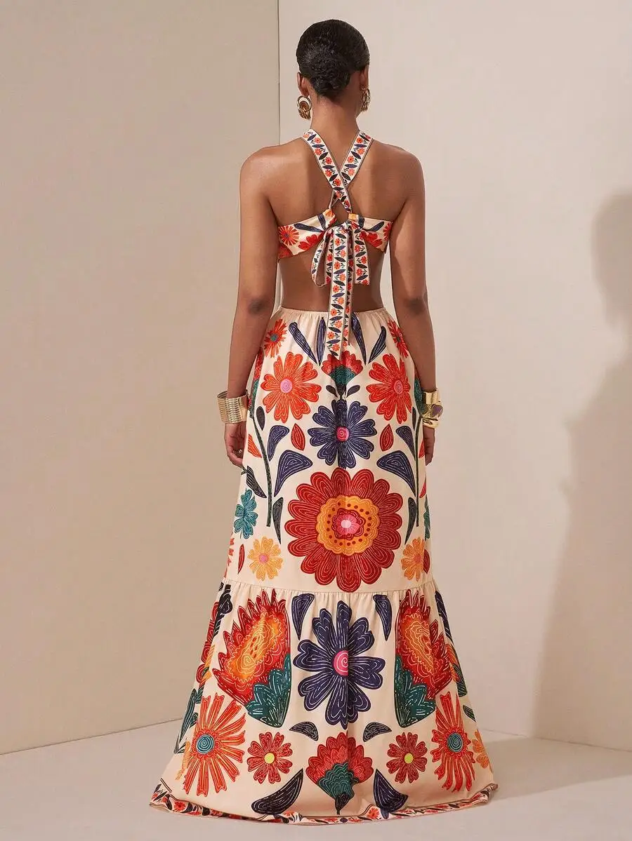 2025年ニューウェーブウェディングシーズン シミアンスタイル カラフルバケーション デイリーデート 誕生日パーティー クロスホルターネック ホロー