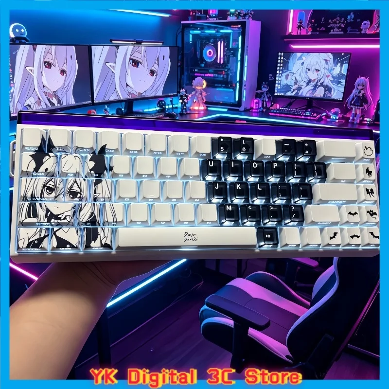 クルル・テペスをテーマにしたアニメキーキャップ、メカニカルキーボード用、オリジナルpbt製、カスタムデザイン、かわいいキーキャップ、pcゲーミングキーボード用アクセサリー、コレクションアイテム、ギフト。