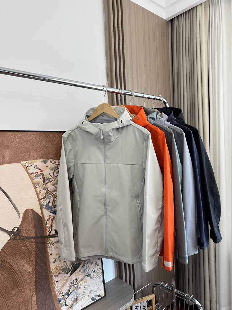 

Lightweight Waterproof Fabric Men's Outdoor Casual Sports Jaet Hooded Windbreaker Polyester Fiber Stand Fit Faion Urba...