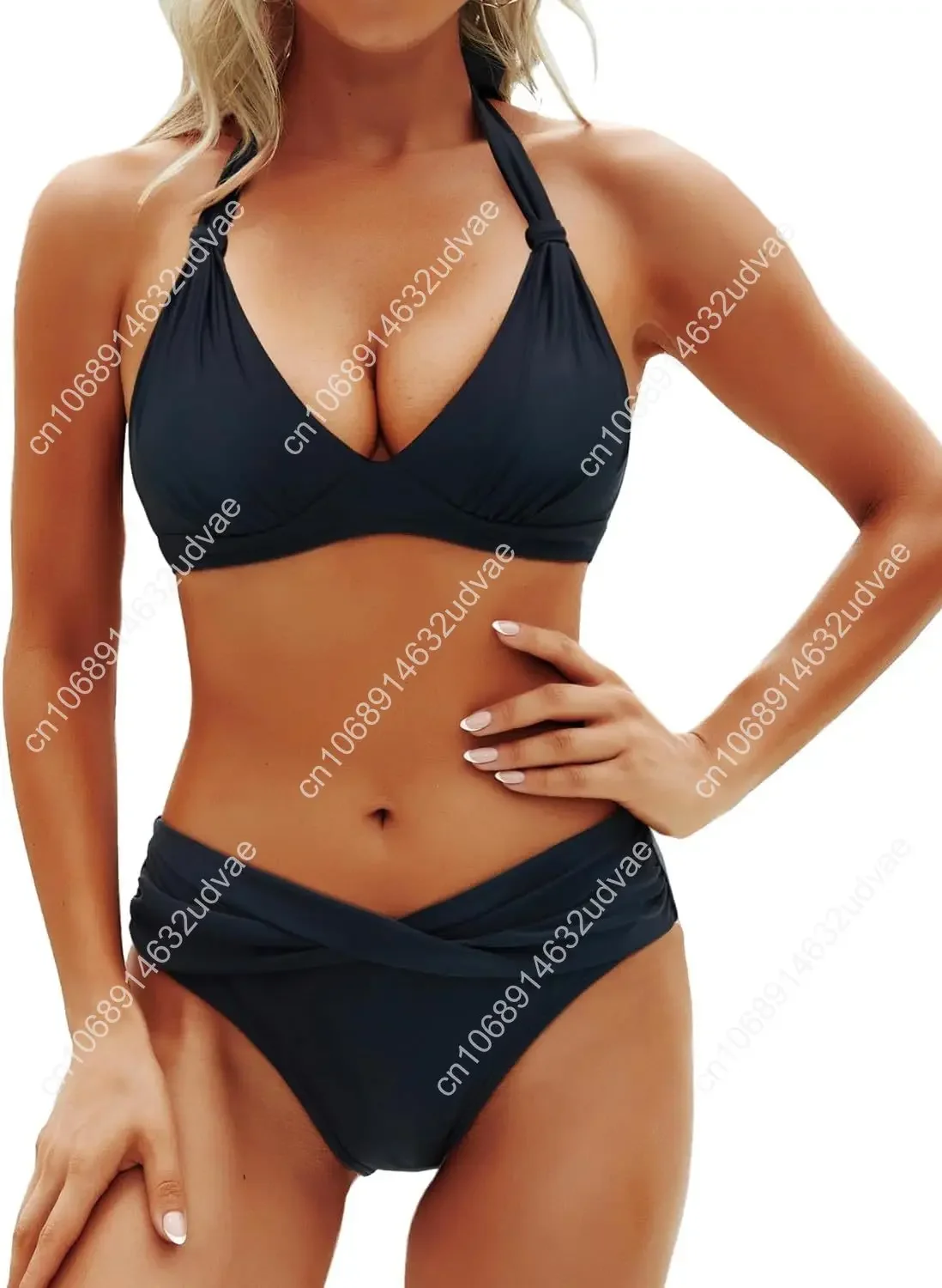 Yonique Women Two Piece Bathing Suits Push Up Bikini Set Halter Swimsuit Vintage Swimwear
