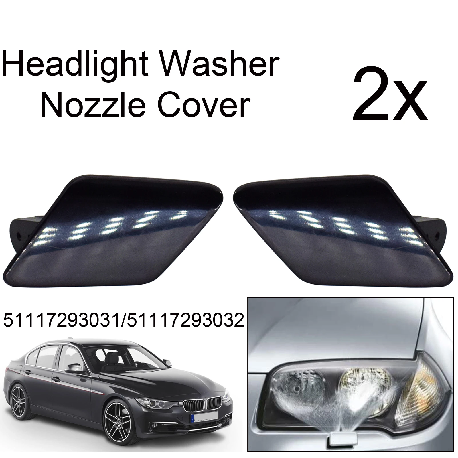 

Pair Headlight Washer Nozzle Trim Cover Lid Primed Cap 51117293031 51117293032 For BMW 320i 328i 335i F30 F31 2012 2013 2014