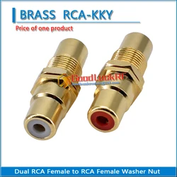 Dual RCA Female to RCA Female Washer Nut audio and video connection Brass lotus RF connector extension conversion