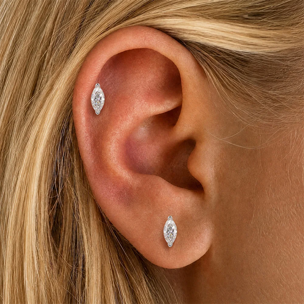 AIDE 925 Sterling Silber Klassischer Moissanit-Ohrstecker mit flacher Rückseite für Damen, 1 Karat, geometrische Form, Hochzeitsschmuck – Detail 40