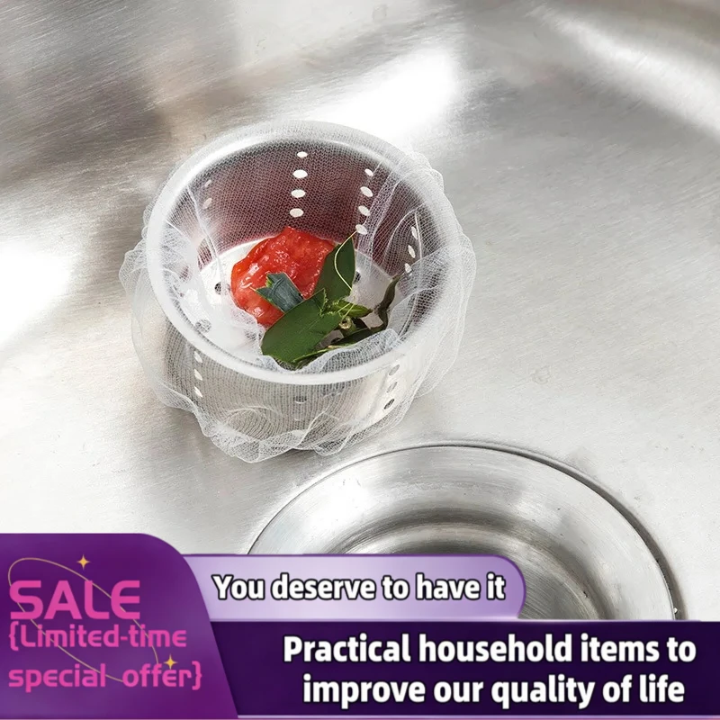 

100/200 шт. одноразовых сетчатых мешков-фильтров для кухонной раковины, для слива, предотвращающих засоры, для сбора мусора, для бассейна, сетка-фильтр для раковины
