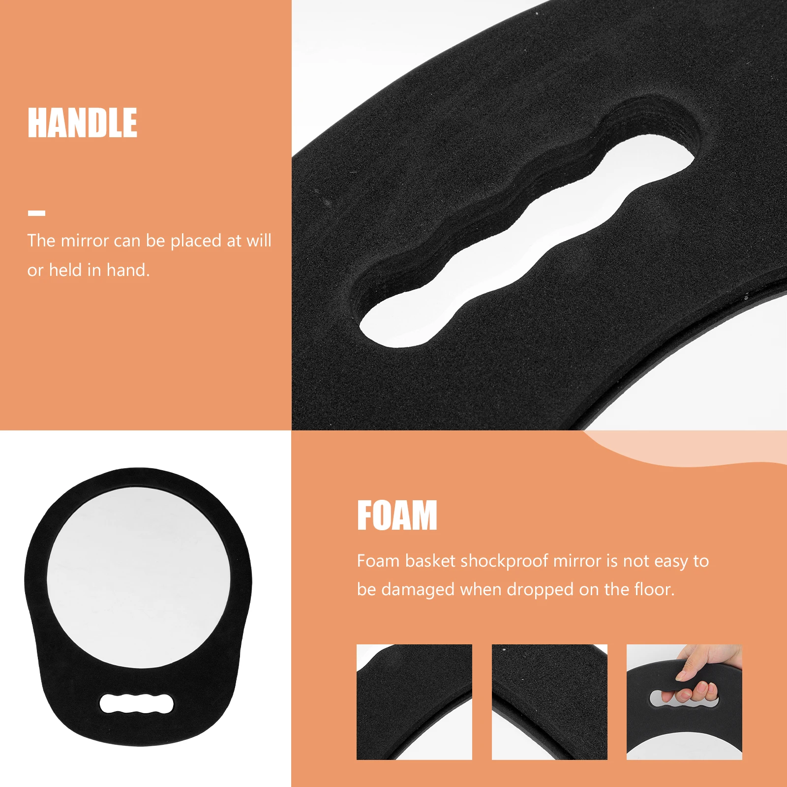 مرآة مستديرة محمولة بحافة إسفنجية من الزجاج الشفاف لصالونات تصفيف الشعر، تحقق من مكياج الحلاق، الجمال، السفر، الاستخدام المنزلي #2