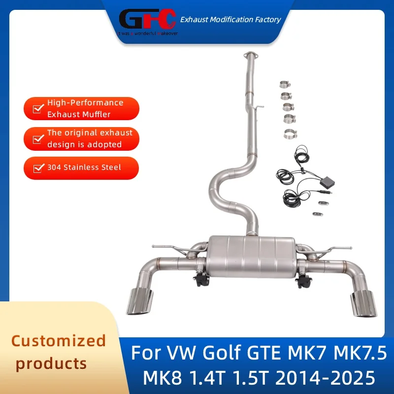 GFC Catback Valvetronic Muffler For VW Golf GTE MK7 MK7.5 MK8 1.4T 1.5T 2014-2025 High-Performance SUS304 Valve Exhaust Pipe