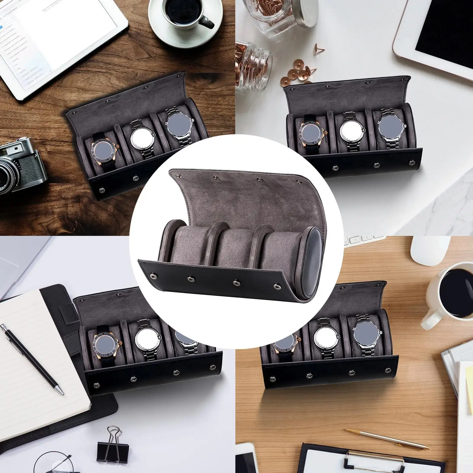 

Чехол для часов, портативный цилиндр из искусственной кожи, классический водонепроницаемый держатель-органайзер
