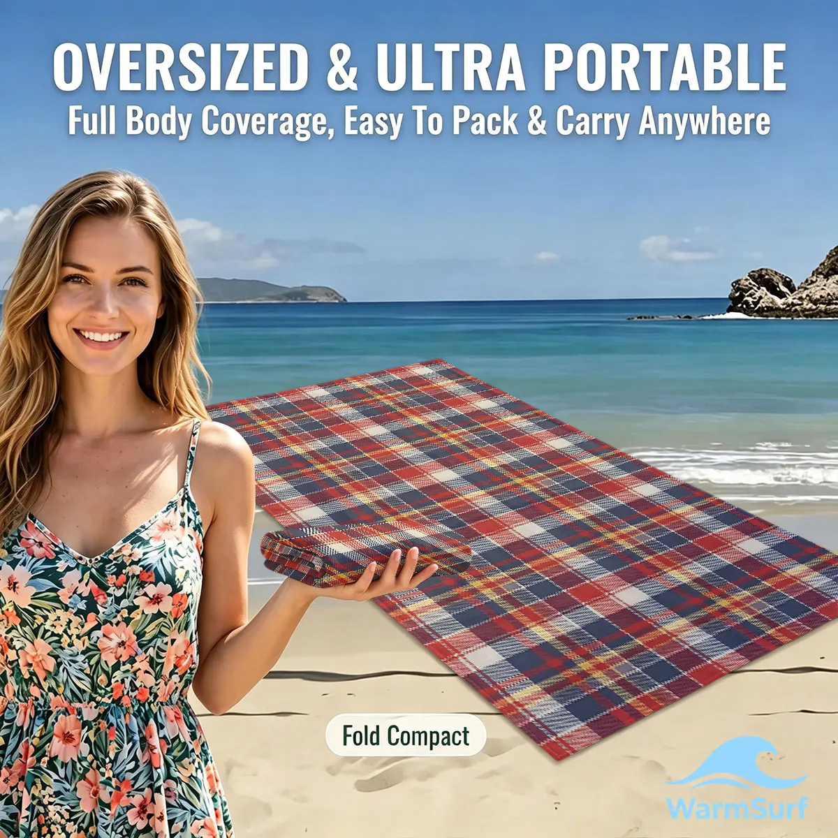 

Vintage Red Plaid Quick Drying Beach Towels Ultra Lightweight Fast-drying Super Absorbent It is a must-have item for summer