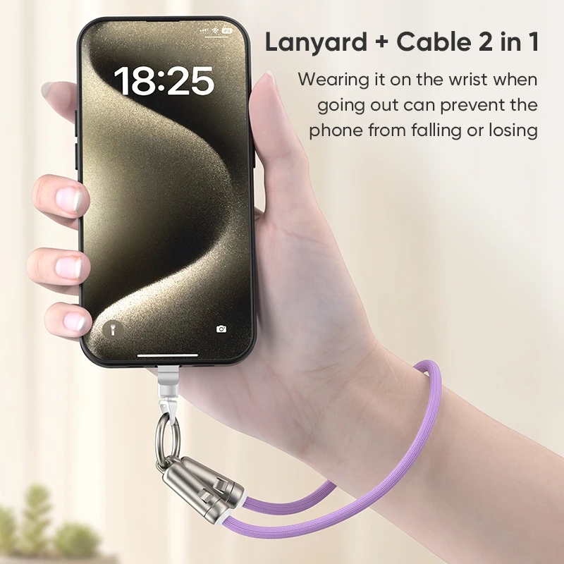240W USB C to Type C Fast Charging Cable 2 in 1 Wrist Lanyard Type-C Data Cable for iPhone 17 16 15Promax,Sumsung Galaxy Xiaomi