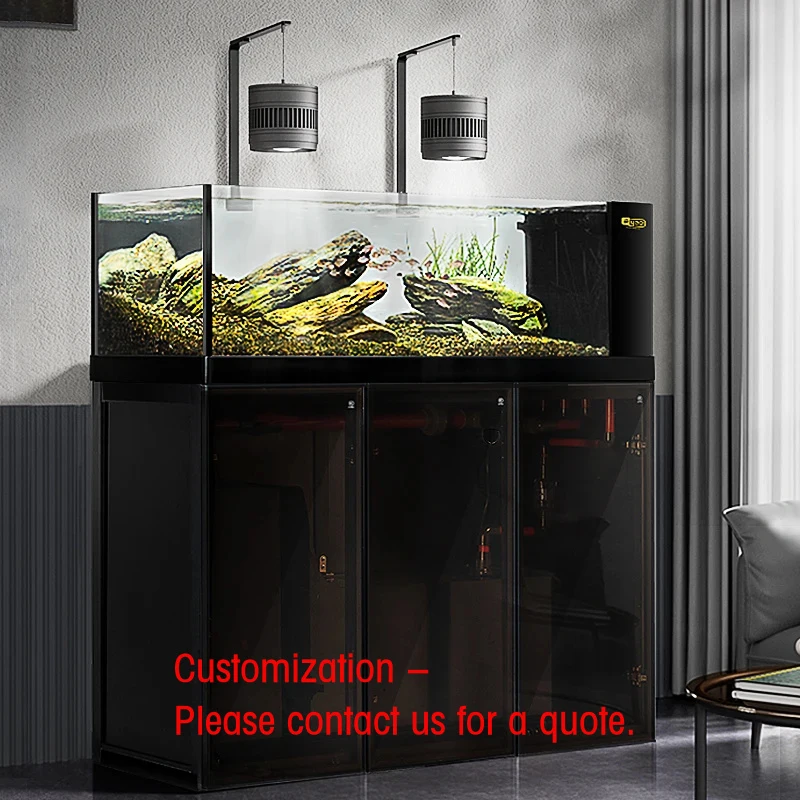 custom.YEE 200 Gallon Large Aquarium Fish Tanks Industrial Style Ultra Glass Fish Aquarium Home