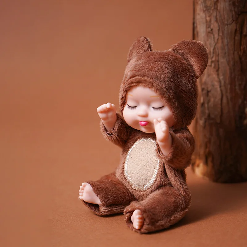 1 Pieces Sleep Baby Doll Cute Animal Doll 3.5inch Height Reborn Baby for Children's Toy with Clothes