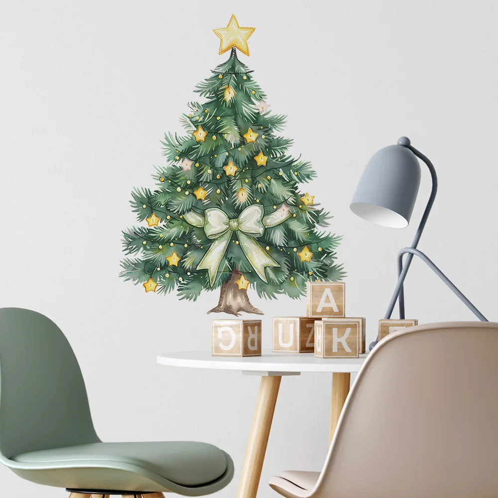 Christmas Tree Decorative Vinyl Wall Sticker For Christmas Decor Wall Decor Adhesive Wallpaper Living Room Decoration Home Decal