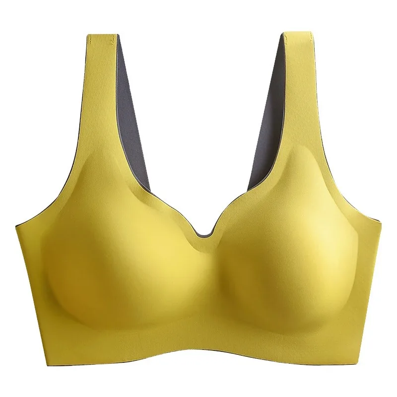 Latex Seamless Bra Ice Silk Intimates No Steel Rims Beautiful Back Comforable Bras for Women Plus Size Emulsion Pad Lingerie