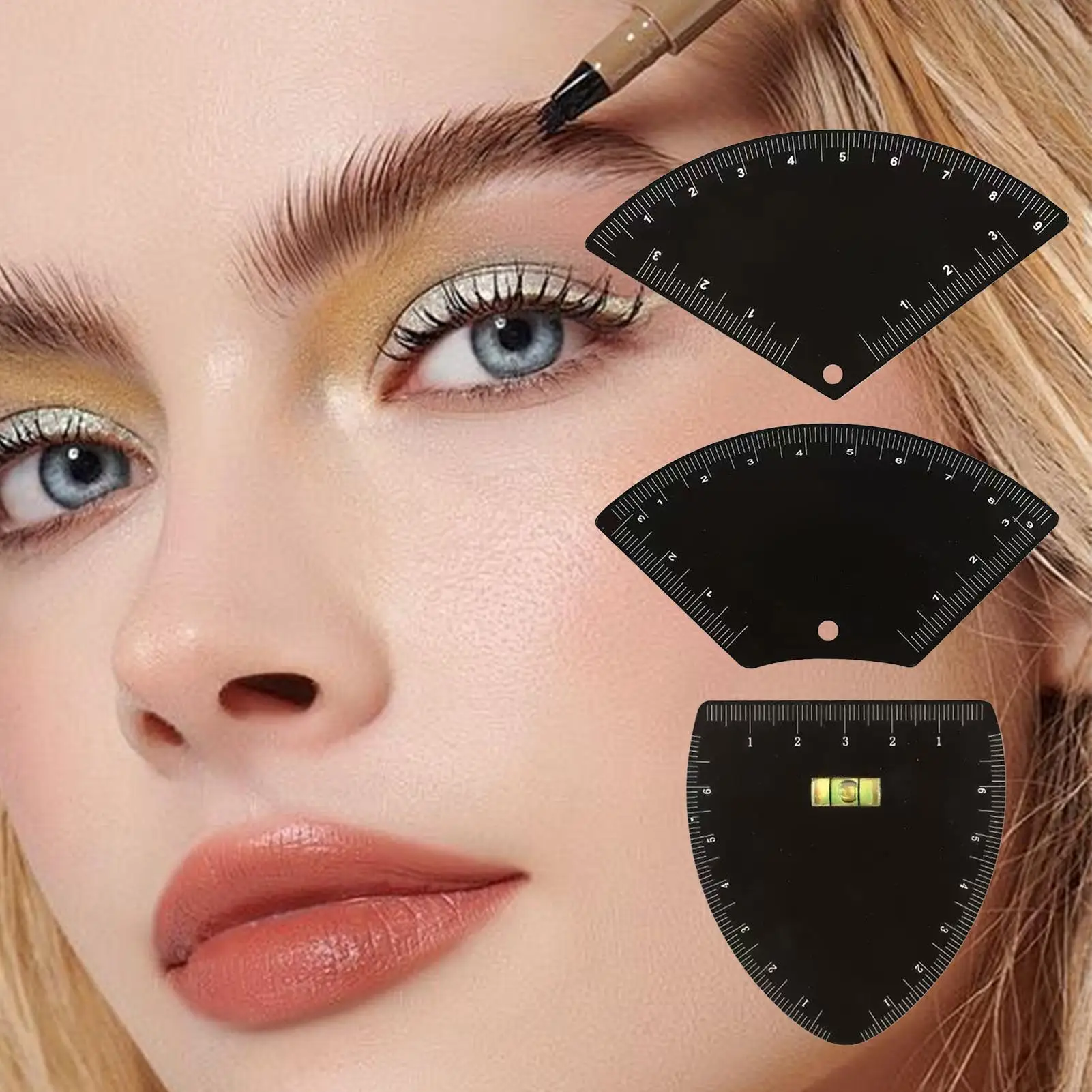 Eyebrow Ruler Stencil Metal, Professional Brow Mapping Tool for Makeup Artists, Portable Beauty Supplies for Spa Travel Home
