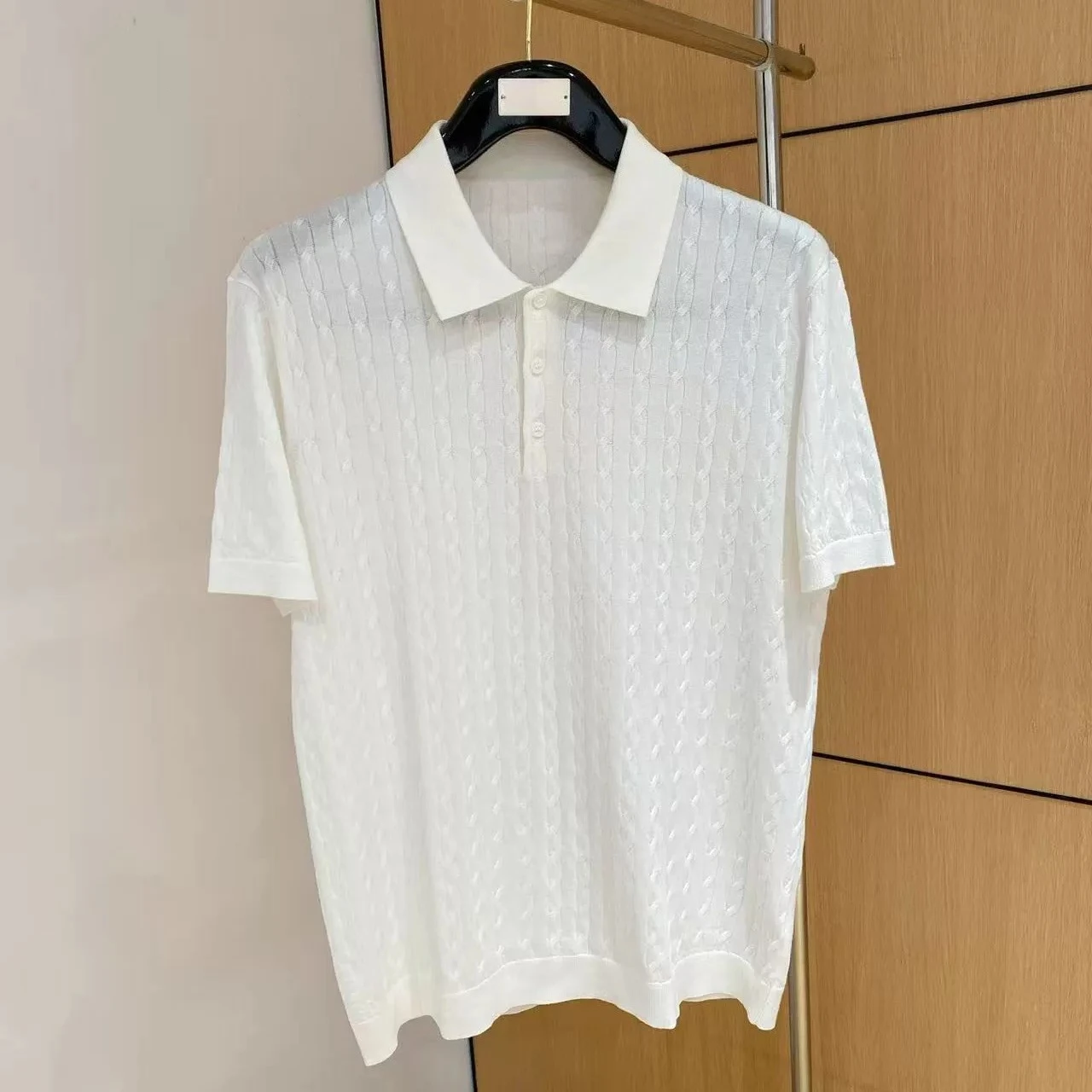 Italian BC vinegar and linen blend lapel-neck knitted short-sleeved POLO shirt