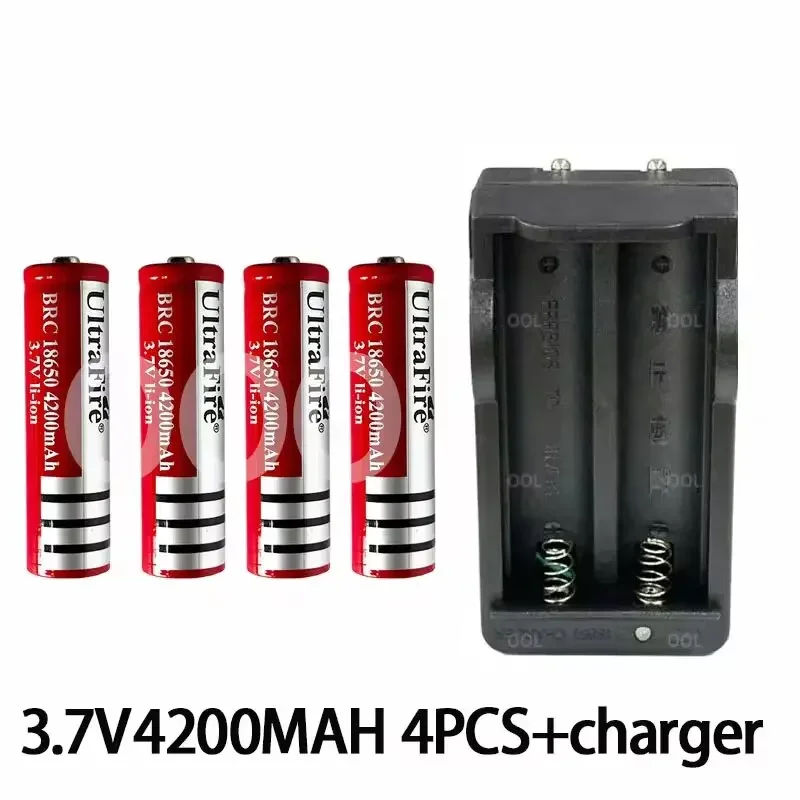 New 18650 Battery 4200mAh 3.7V 18650 Lithium-ion Battery Remote Screwdriver Rechargeable Battery+charger