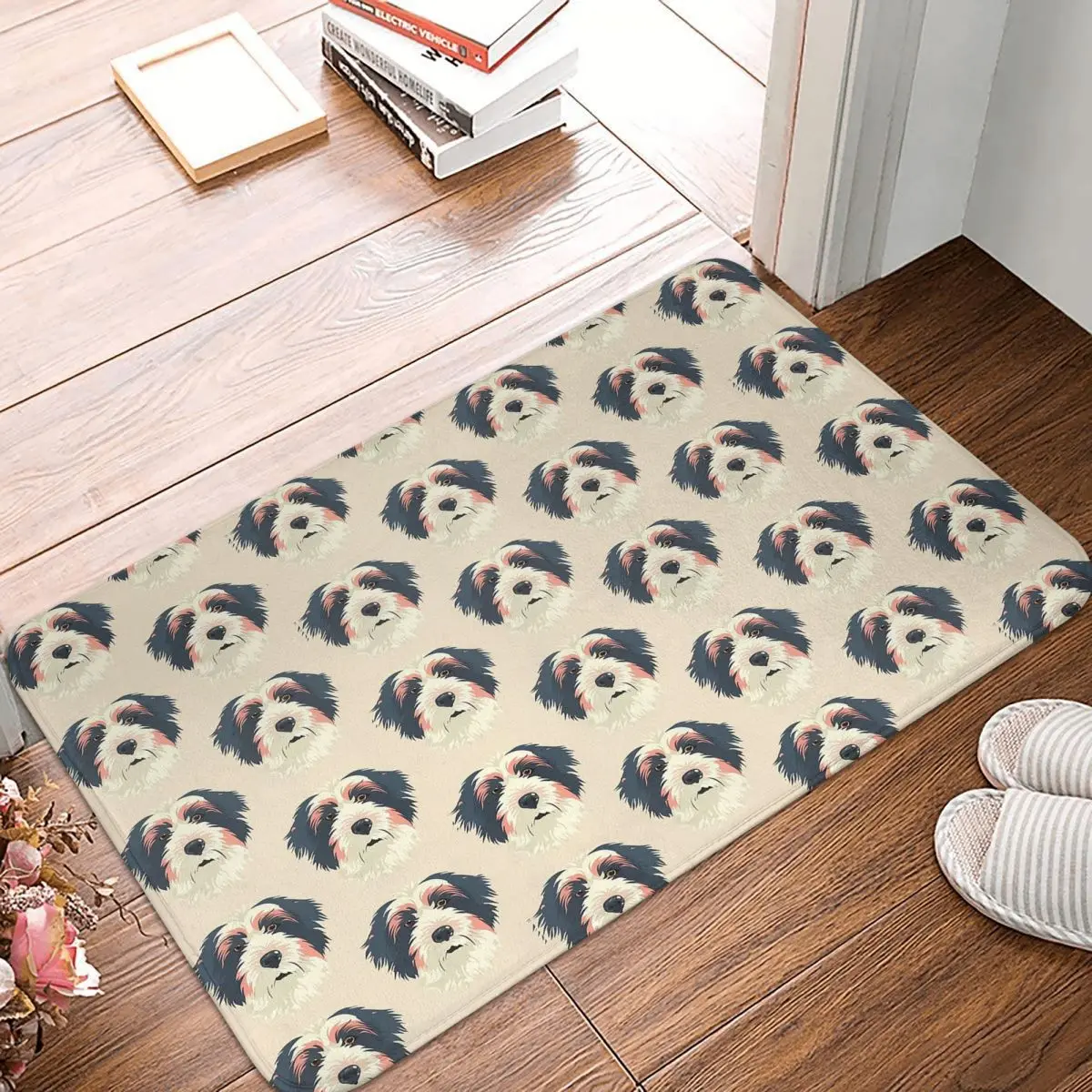 Bearded Collie Dog Pattern Anti-slip Doormat Floor Mat Cushion Carpet Rug for Kitchen Entrance Home Balcony Footpad Mats