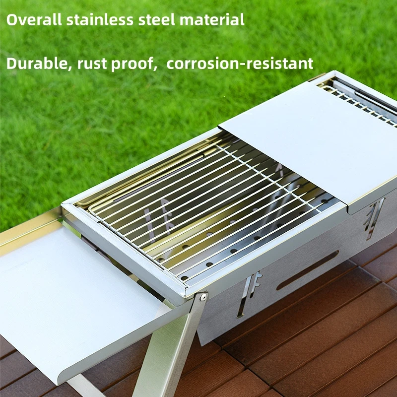 

Stainless Steel Folding Barbecue Grill For Home And Outdoor Charcoal Kebabs Smokeless Portable Collapsible Barbecue
