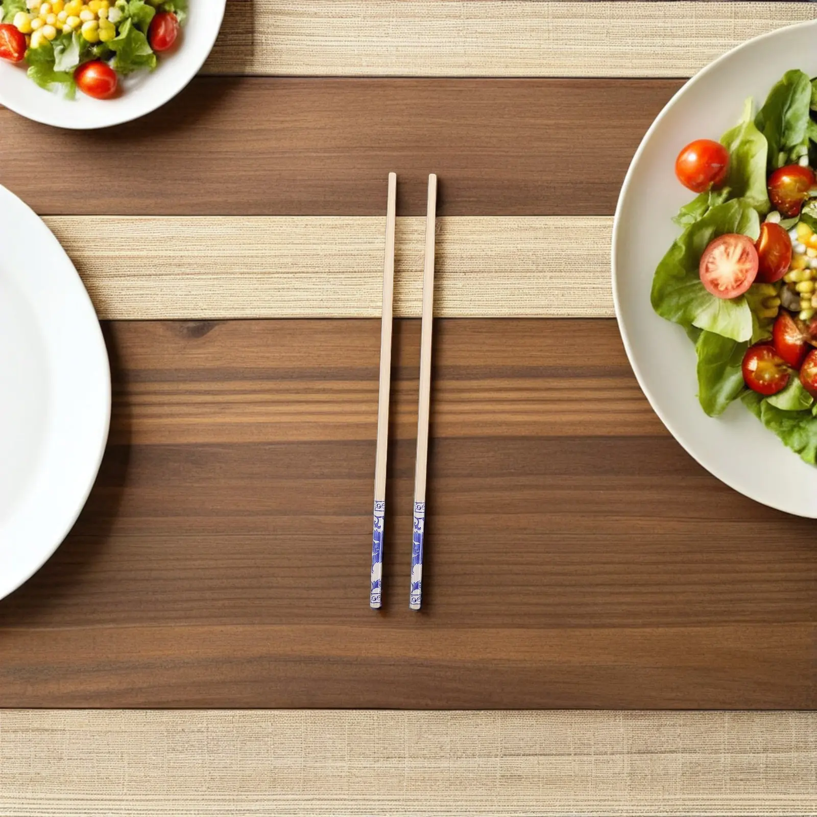 50 Pairs Blue and White Bamboo Chopsticks Chinese Display for Eating Non-slip Cooking