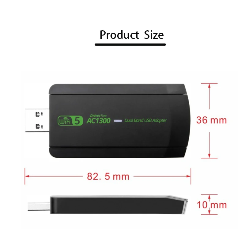 Wireless USB Adapter 1300Mbps wireless WIFI network card External Antenna WiFi signal receiving transmitter Dual band 2.4G 5.8G