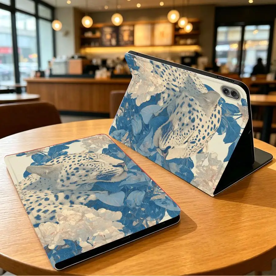 Case for Xiaomi Pad 6s Pro 7 Ultra Redmi Pad SE K Pad 8.8 9.7 12.4 Inch Pad 5 6 7 8 Pro with Pencil Slot Blue Floral Leopard