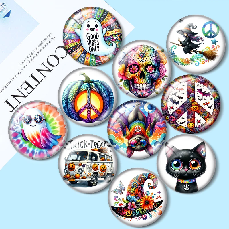 

Groovy Halloween 10pcs 12mm/18mm/20mm/25mm Round photo glass cabochon flat back Making findings Jewelry
