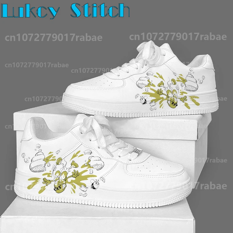 ميكي ميني ماوس 2025 الأكثر مبيعاً أحذية النساء والرجال الكبار موضة الاتجاه الأبيض أربعة مواسم حذاء كاجوال بفتحات تهوية #4