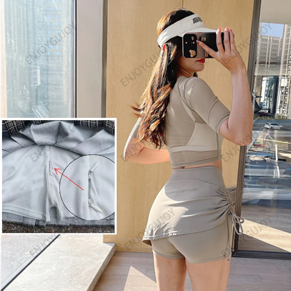 Invisible Open Crotch Outdoor Sex Sports Skirt Pants Women\'s Short Skirt Summer Breathable Yoga Training Clothes Fake Two Pieces