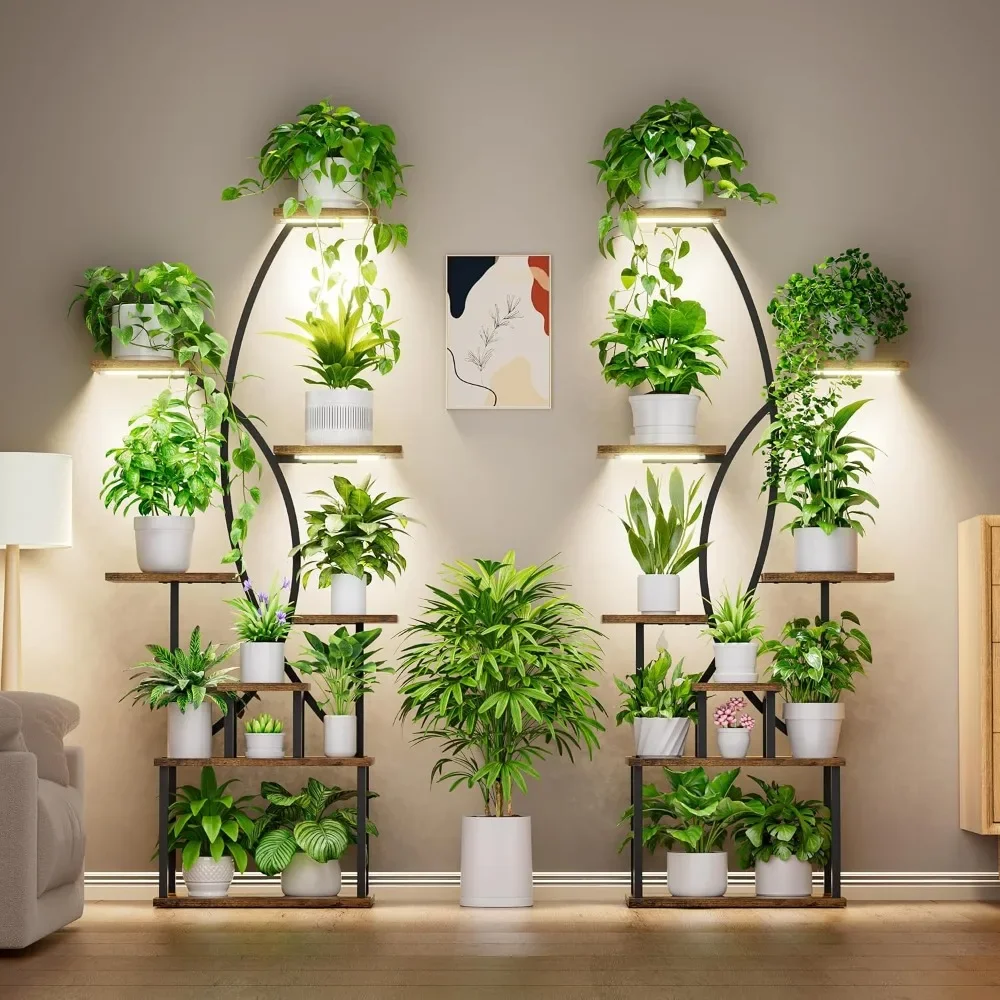 

Plant Stand Indoor with Grow Lights - 8 Tiered Tall Plant Shelf, 65" Metal Corner Shelves for Indoor Plants Multiple