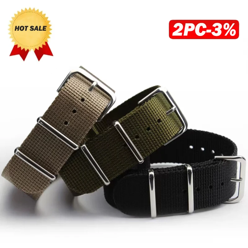 Sport Water Resistant Nylon Strap Men's Nylon Strap 16mm Woven Fabric Strap Fashion Casual Color Watch Strap