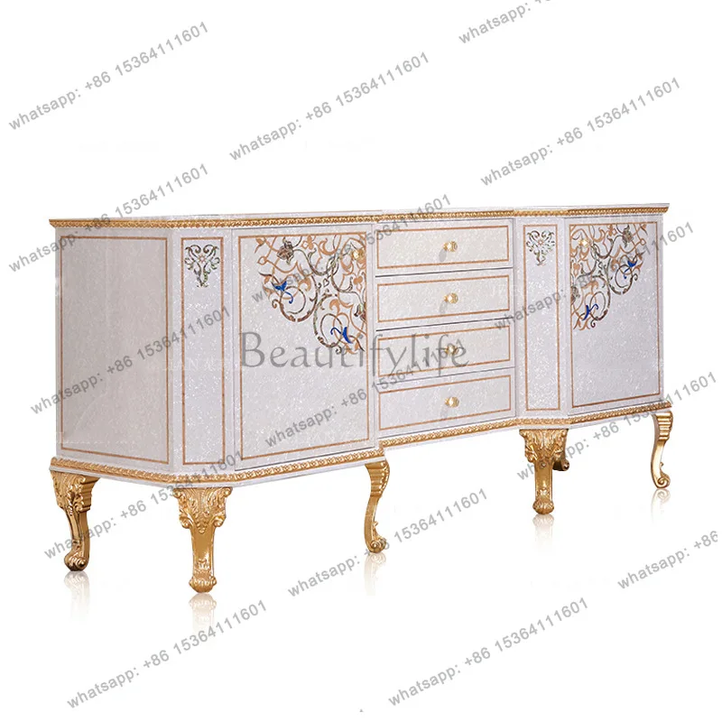 

Тумба под телевизор из резного дерева с узором персикового цвета во французском стиле, паркетная тумба для гостиной и столовой, мебель