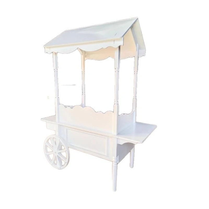 

Candy Cart Wedding Event Party Decoration Dessert Display Cart with Wheels Movable Wooden Float
