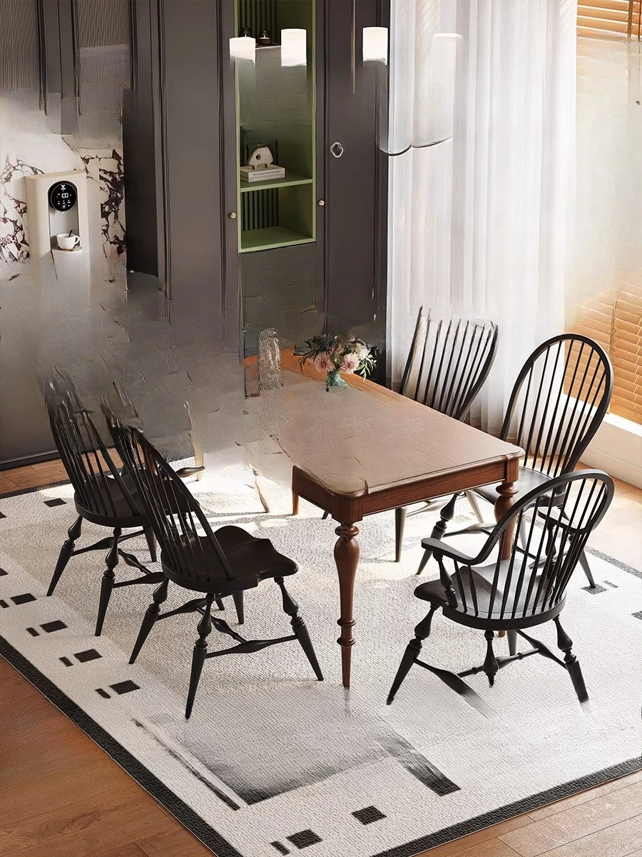 中世のダイニングチェア フレンチドレッシングチェア 小さなアメリカンブラックリビングルーム