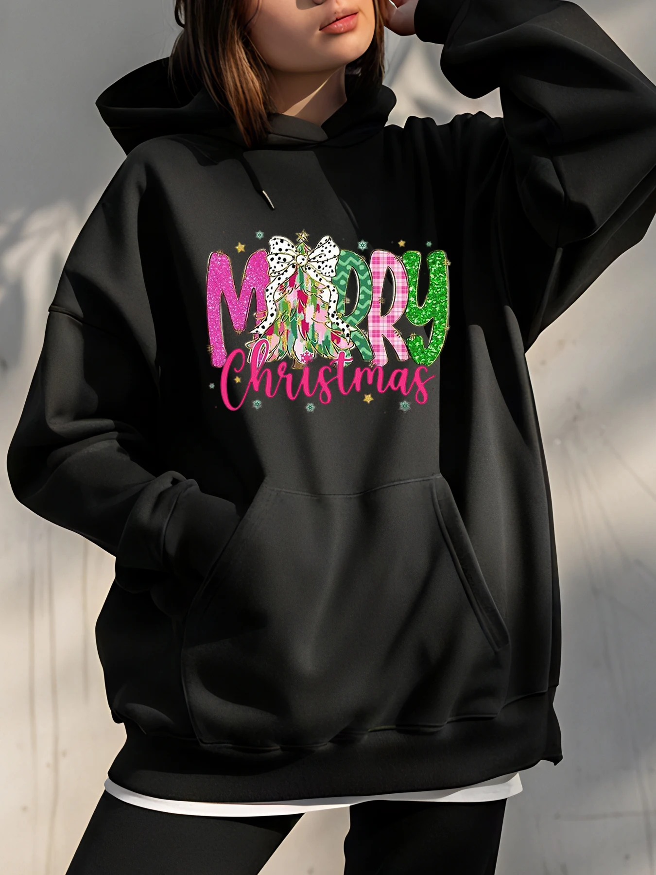 

Женская повседневная толстовка с капюшоном с рождественским принтом, праздничная мода, рождественский подарок для женщин