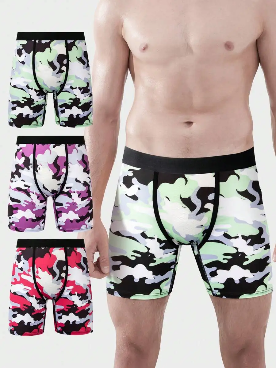 

Mens Camouflage Print Boxer Briefs 3pcs Pack