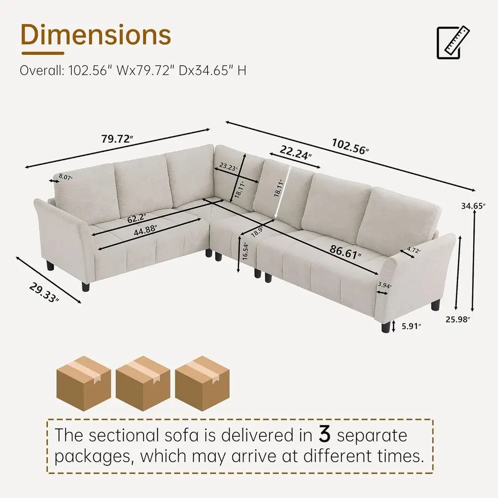 Convertible Sectional Soa Couch, 102