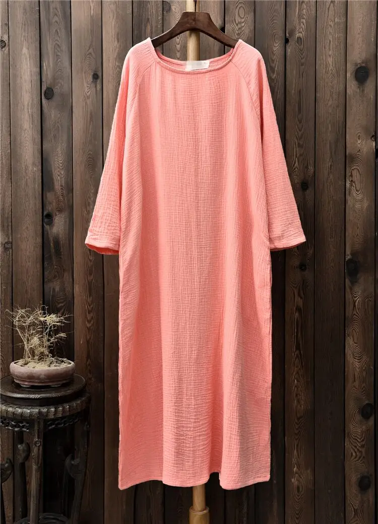 Spring Elegant long maxi Dress Autunm loose Casual long sleeve cotton linen Dress Bohemian Vestido Female Robe Roupas femininas