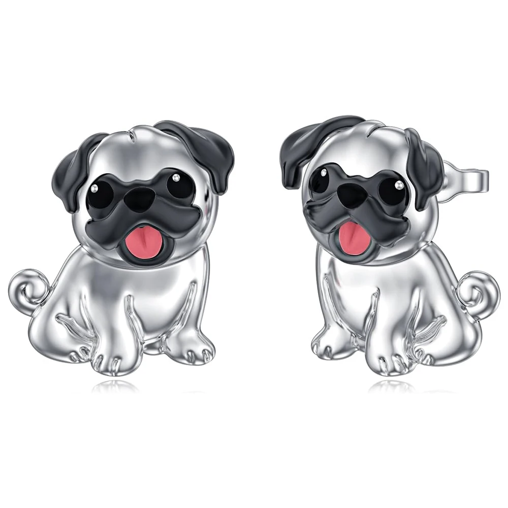 1Pair Cute Pug Earrings Exquisite Women\'s Cartoon Pet Dog Memorial Jewelry Accessories Perfect Holiday Party Gift for Dog Lovers