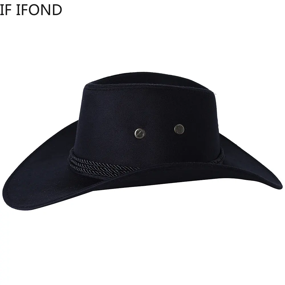 Artificial Suede Western Cowboy Hats Big-edge Gentleman Cowgirl Jazz Hat Outdoor Vacation Cap Party Cosplay Hat