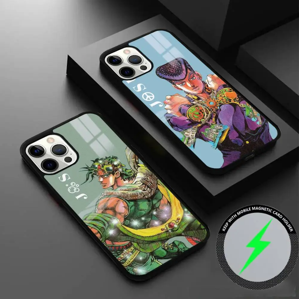 

JoJo B-Bizarre AdventureS Phone Case For IPhone 16 15 14 13 12 11 Pro Max Plus Mini Magsafe Mirror Wireless Magnetic Cover