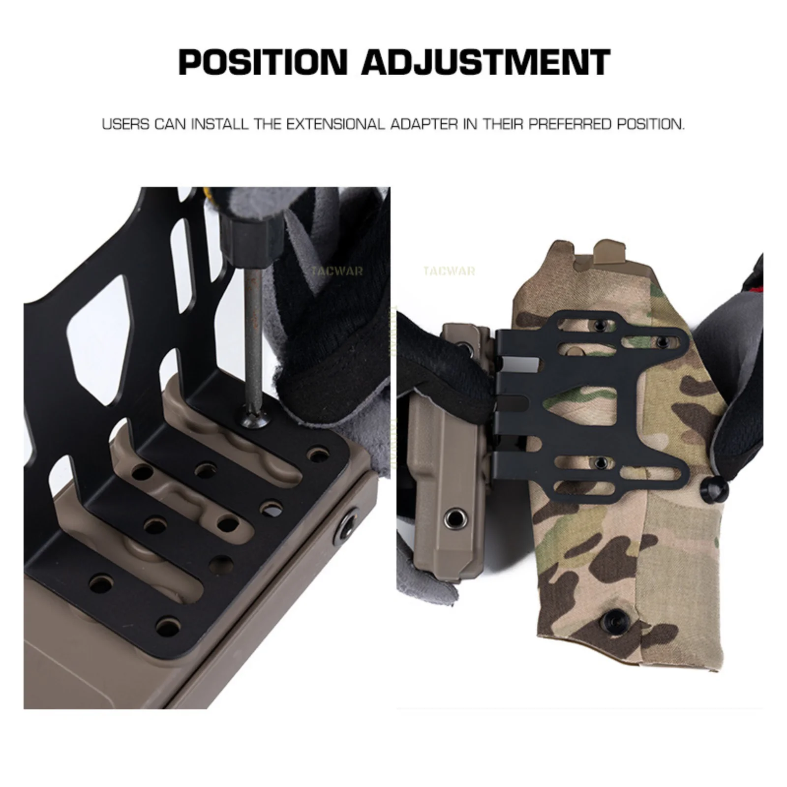 Tactical Tourniquet Holder for Gun Holster Adapter, Position-Adjustable Aluminum QLS Accessories for 3-Hole Right Holster view 2