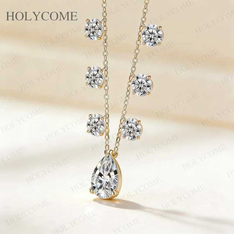 Customm Pendant Moissanite Pear Cut 925 Sterling Silver Total 5-6CT D Color Top Quality For Girls Wedding Birthday Jewelry Gifts