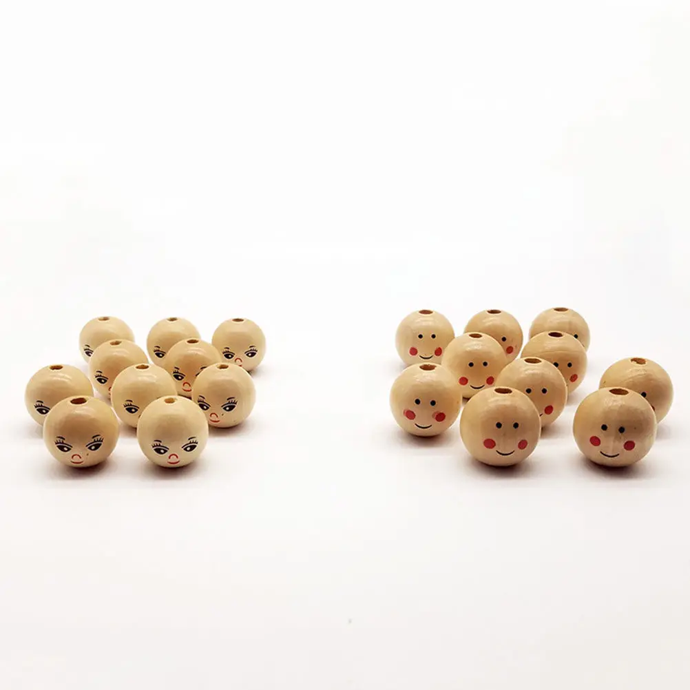 20Pcs 22Mm Natural Face Beads Loose Round Beads for DIY Jewelry Making Handcraft Projects Educational Craft Kit
