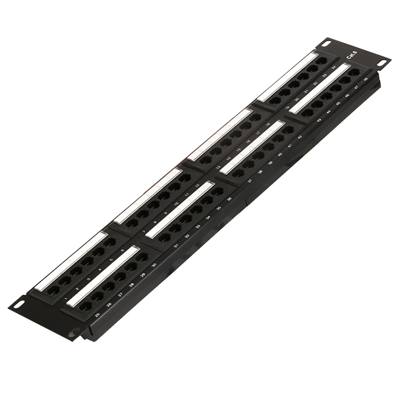 19″ 2U Cabinet Rack UTP 48 Port CAT6 Patch Panel RJ45 Network Cable Adapter 50U Modular Keystone Jack PCB IDC Distribution Frame