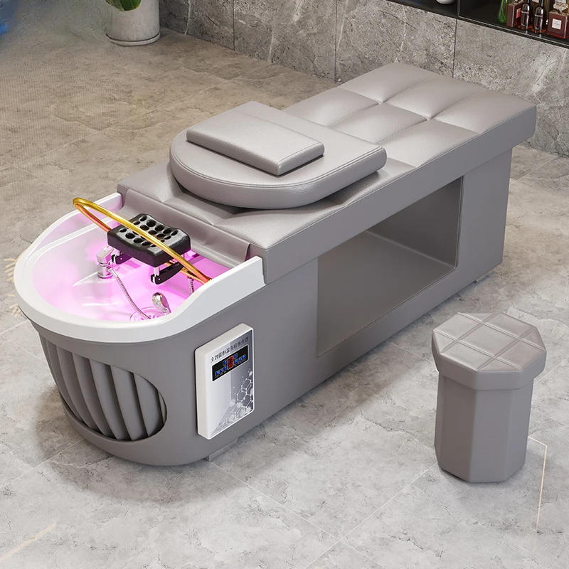 Barber Wash With Chair Spa Bed for Hair Massage in Stock Luxury Hairdressing Salon Washbasin Washing Headspa Table Water Beauty