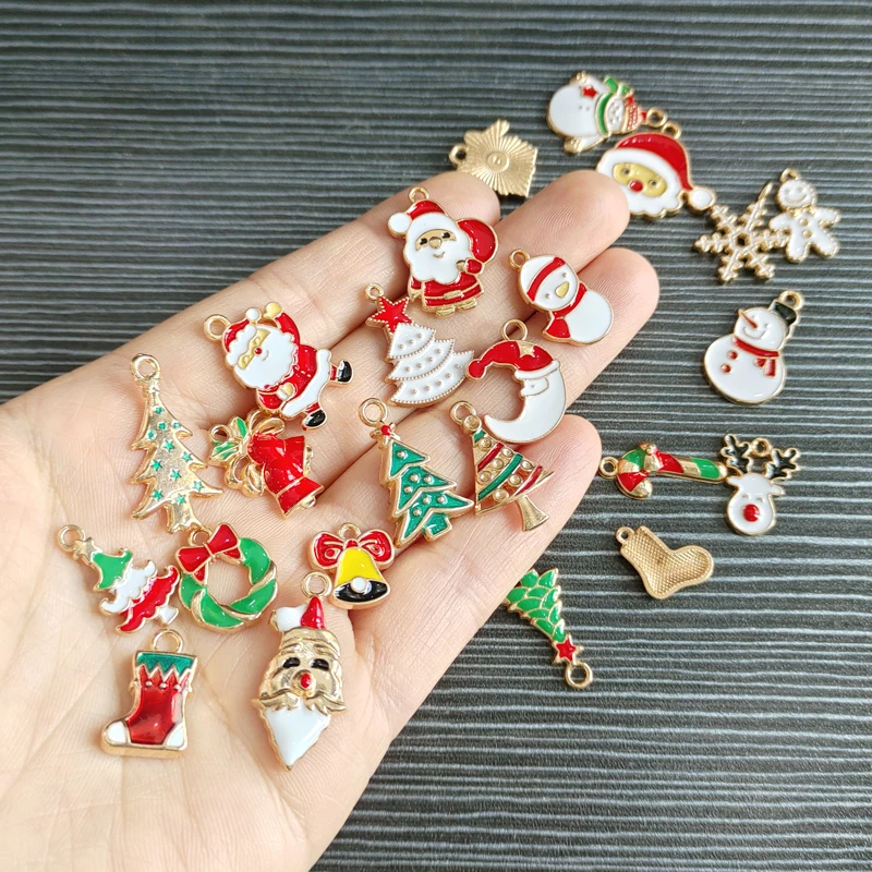 Charms Christmas Pendant Alloy Golden Fit Bracelet Necklace Key Chain Key Ring Earring Collar DIY Jewelry For Women Kids Gift