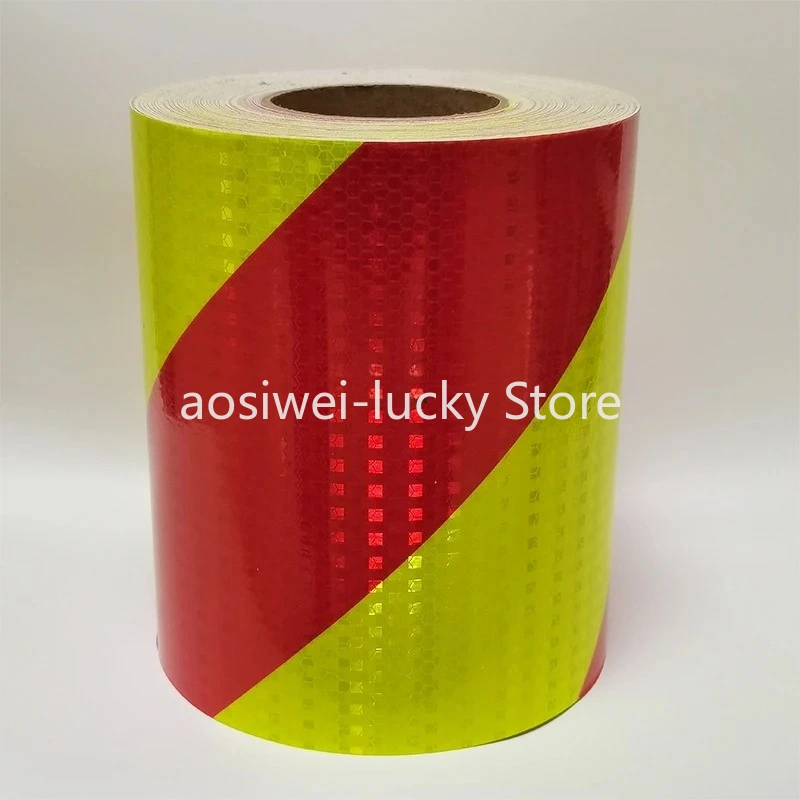 Cinta reflectante de seguridad impermeable de 20CM x 5M, tiras reflectoras adhesivas fuertes fluorescentes amarillas y rojas, pegatinas de precaución de peligro para camiones