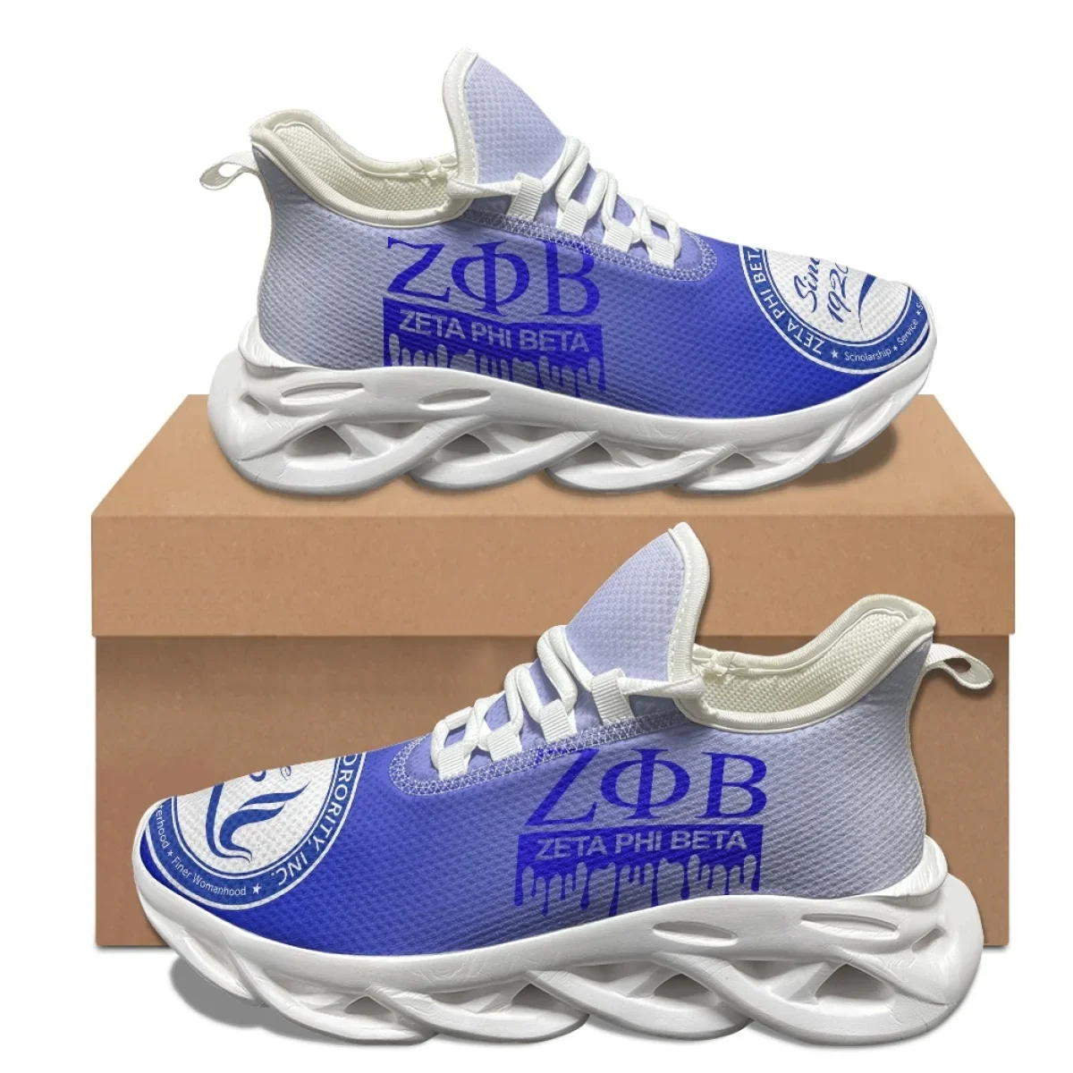 Zeta Phi Beta Luxurious Design Trend Lace-Up Sneakers Sorority Gifts Non-Slip Soft Sole Custom Shoes Lightweight Flats Shoes