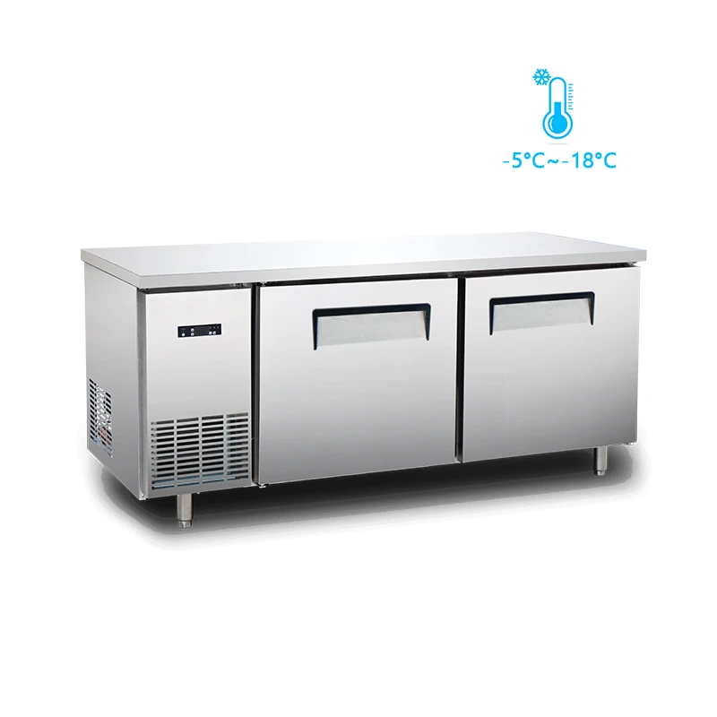 Hotel Kitchen Flat Freezer Refrigeration Freezer Refrigerator Prep Table Commercial Stainless Steel Worktable Freezer